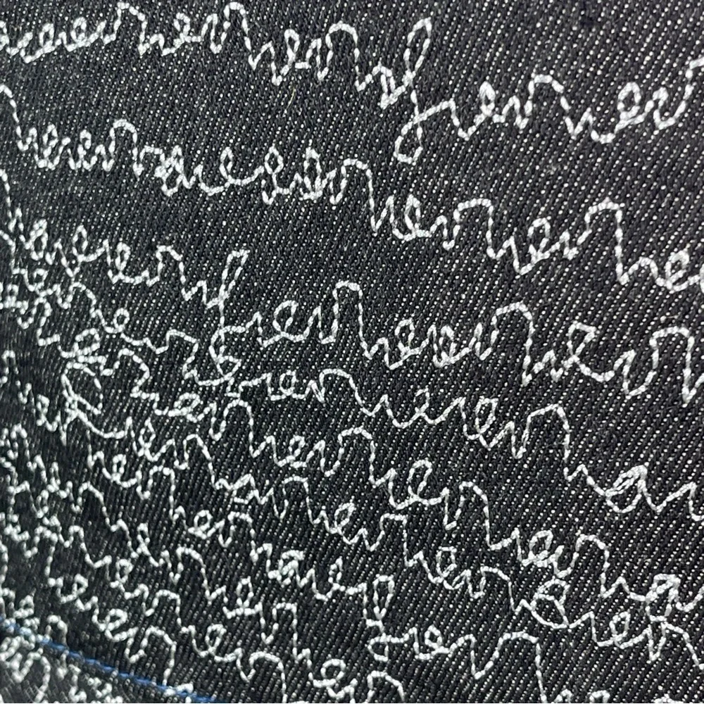 Matt Murphy Designs Black Denim Tote Bag Embroidered Rare Vintage Boho Shoulder